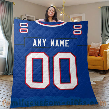 Custom Premium Quilt Blanket Buffalo Jersey American Football Personalized Quilt Gifts for Her & Him
